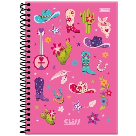 CADERNO ESPIRAL C.D. 1/4 CLIFF FEM 100FLS